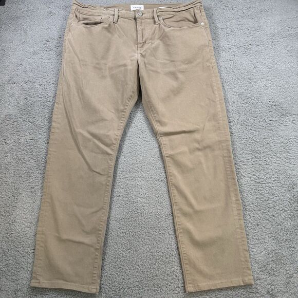 Frame Pants Men 38x30 Beige L'Homme Slim Mid Rise Stretch flat front Pockets - Picture 1 of 11
